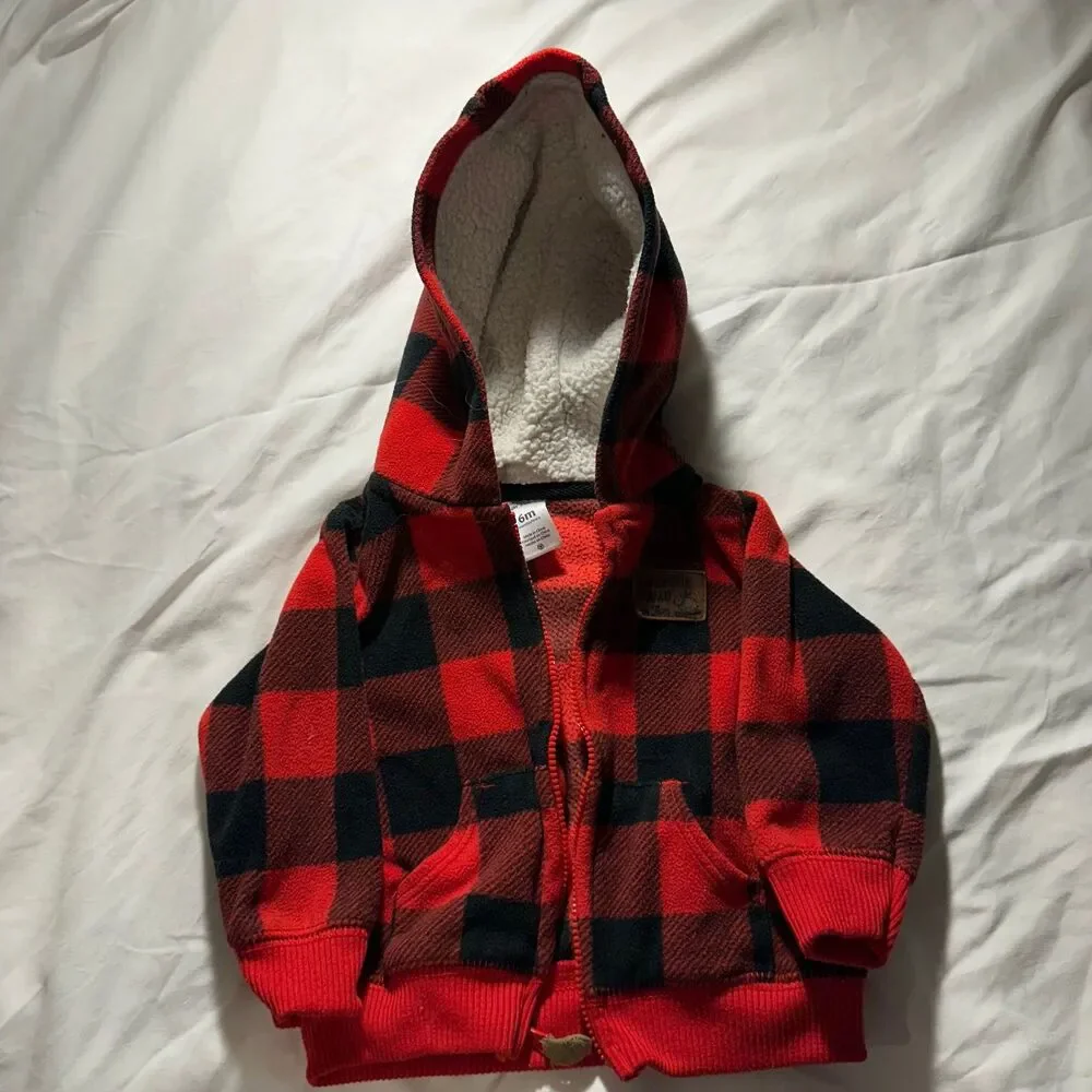 Carters - Boys Red/Black Flannel Jacket - 6 Months